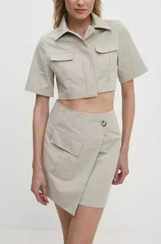 Хлопковая юбка Answear Lab, бежевый