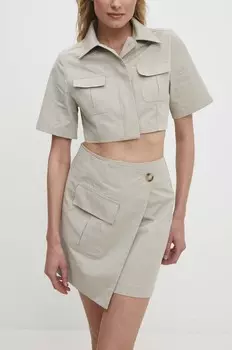 Хлопковая юбка Answear Lab, бежевый