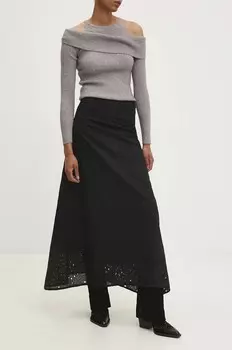 Хлопковая юбка Answear Lab, черный