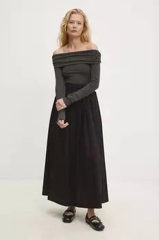 Хлопковая юбка Answear Lab, черный