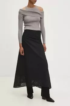 Хлопковая юбка Answear Lab, черный