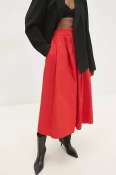 Хлопковая юбка Answear Lab, красный