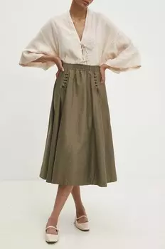 Хлопковая юбка Answear Lab, зеленый
