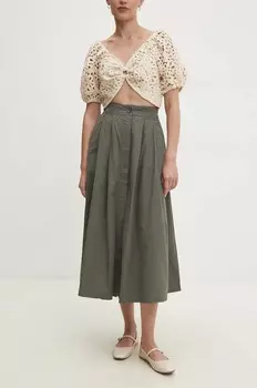 Хлопковая юбка Answear Lab, зеленый