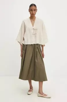 Хлопковая юбка Answear Lab, зеленый