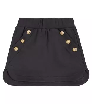 Хлопковая юбка Balmain, черный