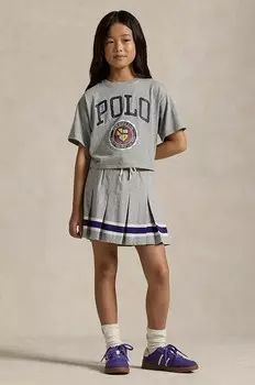 Хлопковая юбка для девочек Polo Ralph Lauren, серый