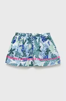 Хлопковая юбка для маленькой девочки United Colors of Benetton, зеленый