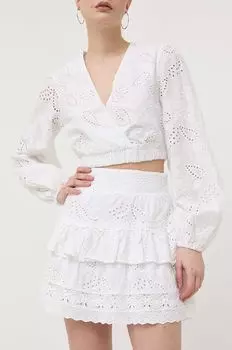 Хлопковая юбка Guess, белый