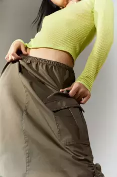 Хлопковая юбка H&M, зеленый