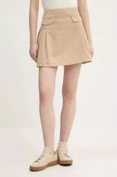 Хлопковая юбка Hugo Blue, бежевый