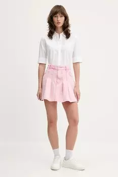 Хлопковая юбка Hugo Blue, розовый