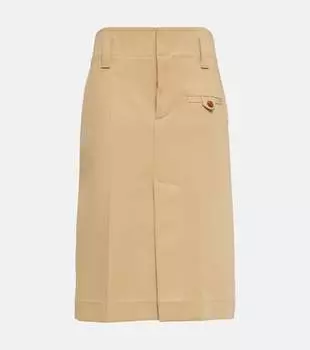 Хлопковая юбка-карандаш из парусины Bottega Veneta, Pale Oak