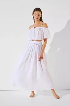 Хлопковая юбка Karl Lagerfeld, белый