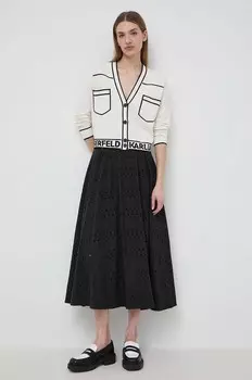 Хлопковая юбка Karl Lagerfeld, черный