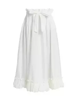 Хлопковая юбка-миди с завязками на талии и рюшами Favorite Part Free People, слоновая кость