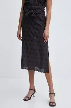 Хлопковая юбка Pepe Jeans, черный