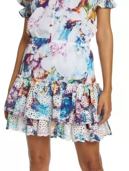 Хлопковая юбка с цветочным принтом Marisol и люверсами Robert Graham, цвет Multi