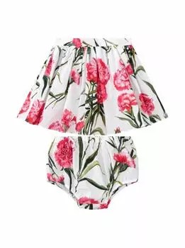 Хлопковая юбка с принтом гвоздик Dolce&Gabbana