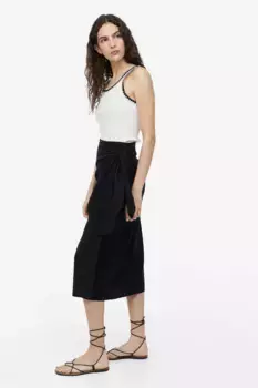 Хлопковая юбка с трансфером H&M, черный
