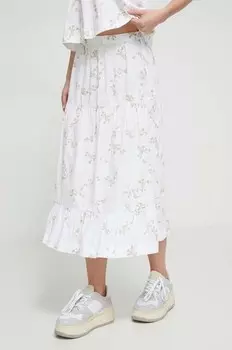 Хлопковая юбка Tommy Jeans, бежевый