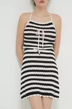 Хлопковая юбка Tommy Jeans, черный