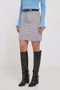 Хлопковая юбка United Colors of Benetton, серый