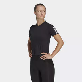 Хлопковая укороченная футболка с 3 полосками Train Essentials ADIDAS, цвет grau