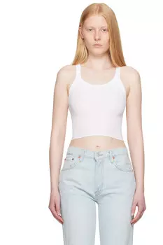 Хлопковая укороченная майка с рубчиком Hanes Edition Re/Done, белый