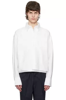 Хлопковая укороченная оверсайз рубашка Ami Paris, белый