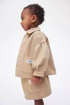 Хлопковая верхняя рубашка H&M, бежевый