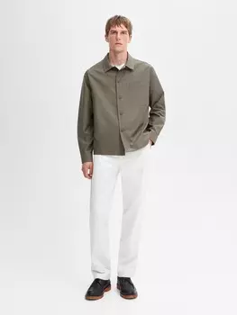 Хлопковая верхняя рубашка с карманом Massimo Dutti, зеленый