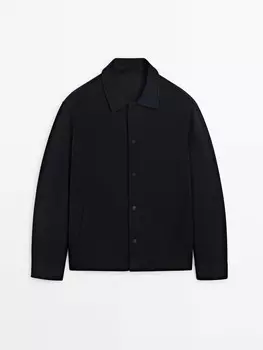 Хлопковая верхняя рубашка с кнопками Massimo Dutti, синий