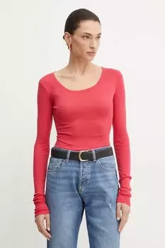 Хлопковая водолазка Boss Orange, розовый