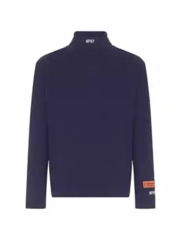 Хлопковая водолазка с логотипом Heron Preston, тёмно-синий