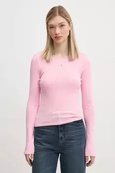 Хлопковая водолазка Tommy Jeans, розовый
