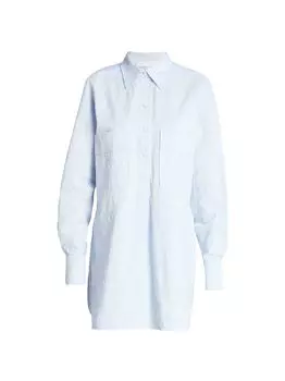 Хлопковая жаккардовая рубашка оверсайз Chlo, синий