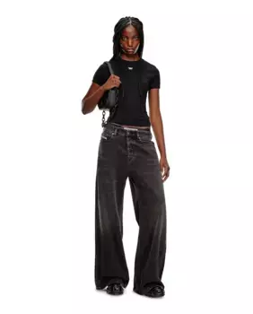 Хлопковая женская футболка с коротким рукавом Diesel, черный