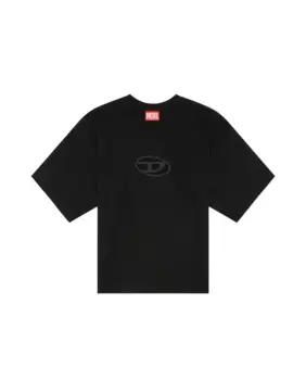 Хлопковая женская футболка с коротким рукавом Diesel, черный