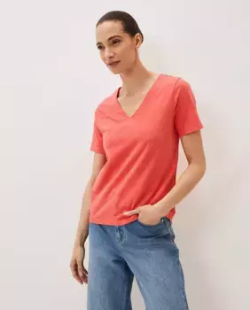 Хлопковая женская футболка с коротким рукавом Phase Eight, коралловый