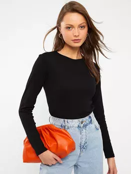 Хлопковая женская футболка с круглым вырезом и длинным рукавом LCWAIKIKI Classic