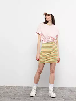 Хлопковая женская футболка с круглым вырезом и короткими рукавами Xside