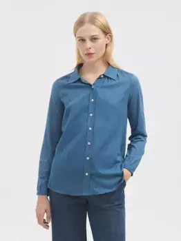 Хлопковая женская рубашка с длинным рукавом Nice Things, синий