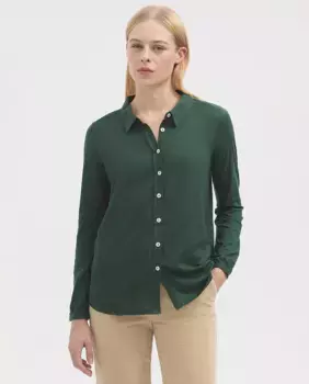 Хлопковая женская рубашка с длинным рукавом Nice Things, зеленый