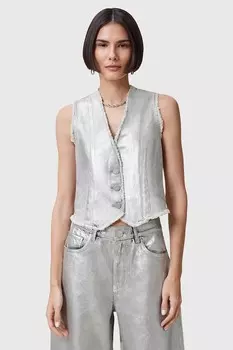Хлопковая жилетка ANDREA Allsaints, серебряный