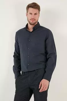 Хлопковая зимняя рубашка стандартного кроя с воротником на пуговицах CF24W127079 Buratti, темно-синий