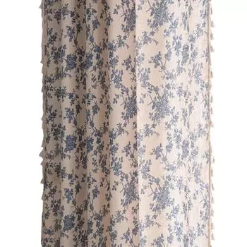 Хлопково-льняная кухонная штора с кисточками, стильная, полузатеняющая, декоративная, простая в уходе, для домашнего использования. Размеры: 160 см. Stuttg, мультиколор