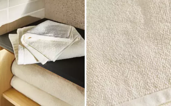 Хлопковое банное полотенце с рисовой строчкой Zara Home, слоновая кость