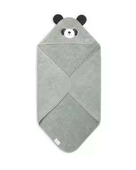 Хлопковое банное полотенце унисекс MORI Panda с капюшоном — для малышей, серый