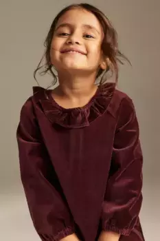 Хлопковое бархатное платье H&M, красный